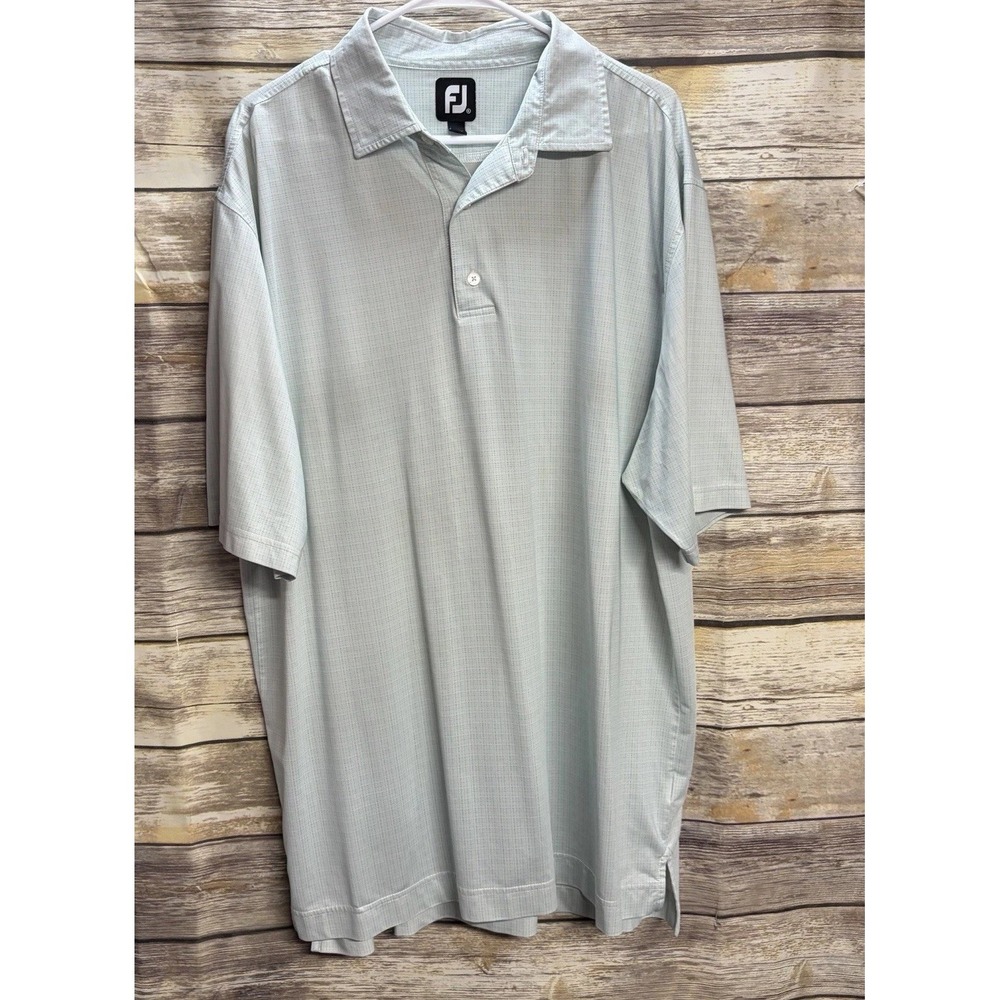Footjoy White Blue Pattern Short Sleeve Polo Golf Shirt Men's XL Outdoors